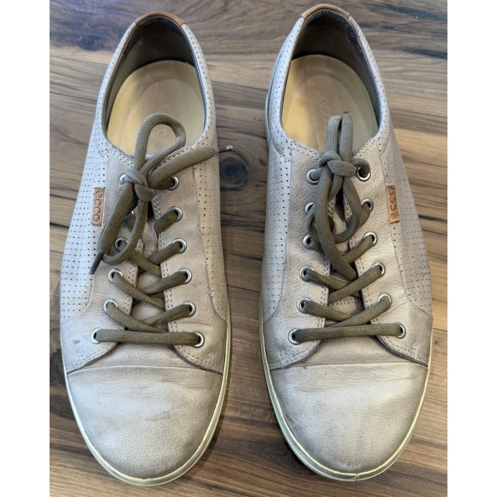 ECCO Taupe Leather Walking Sneakers Comfort Casual Minimalist Shoes EU 45